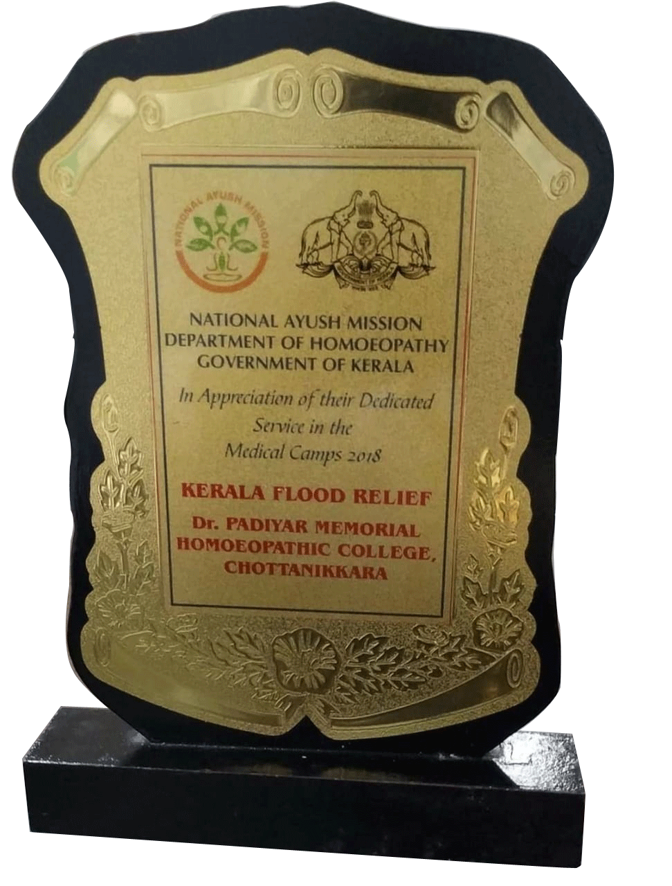 Kerala Flood Relief Appriciation Memento